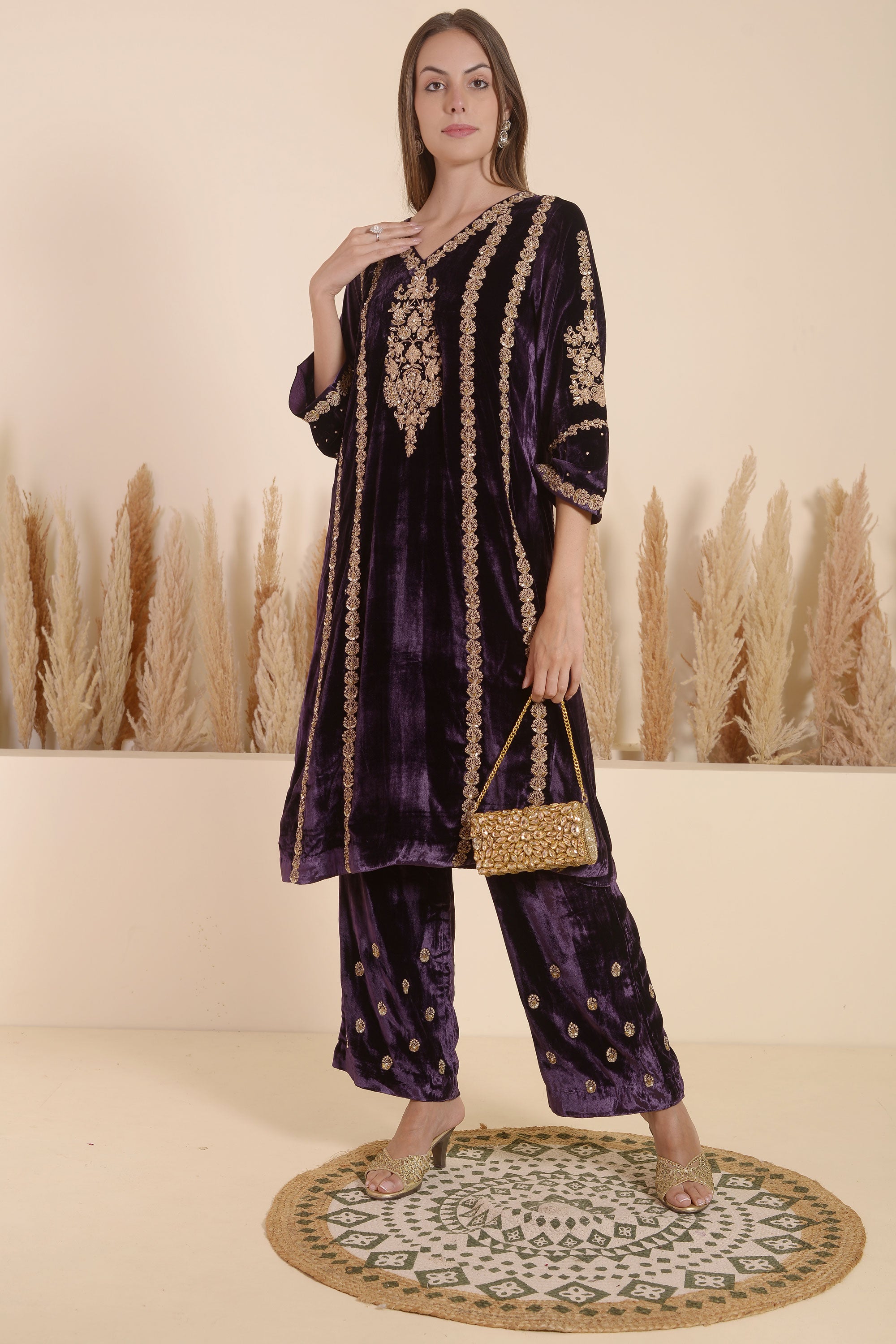 Amethyst Purple Printed Kurta Set main image 0