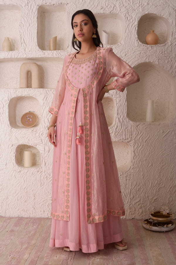 BLUSH PINK ANARKALI WITH JACKET