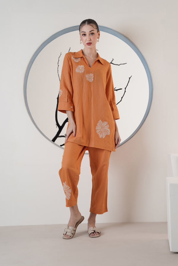 RUSTY ORANGE LINEN COORD SET