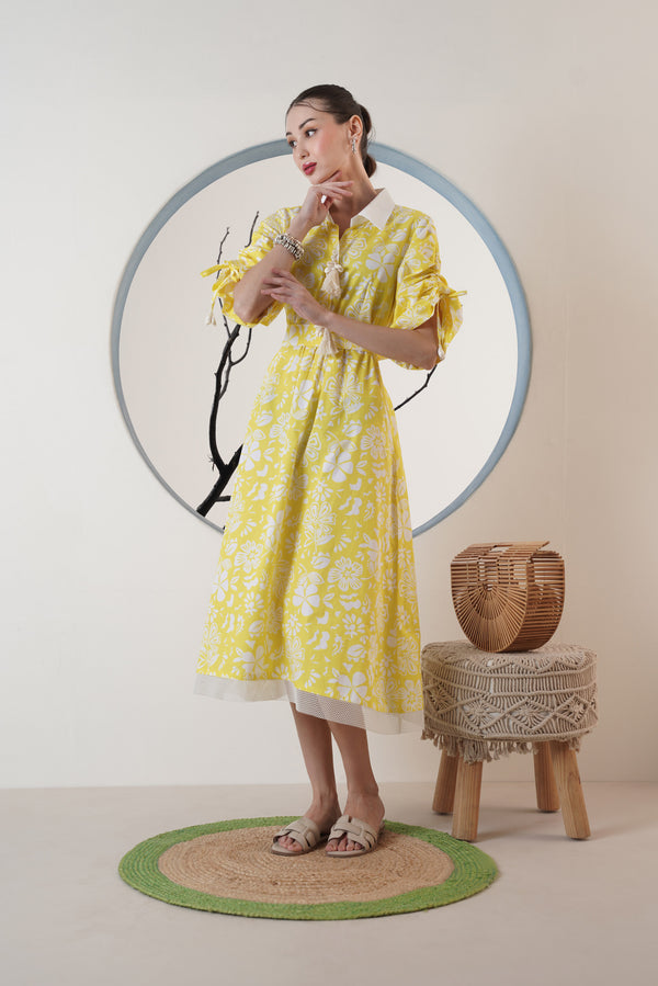 Yellow printed Maxi Dress