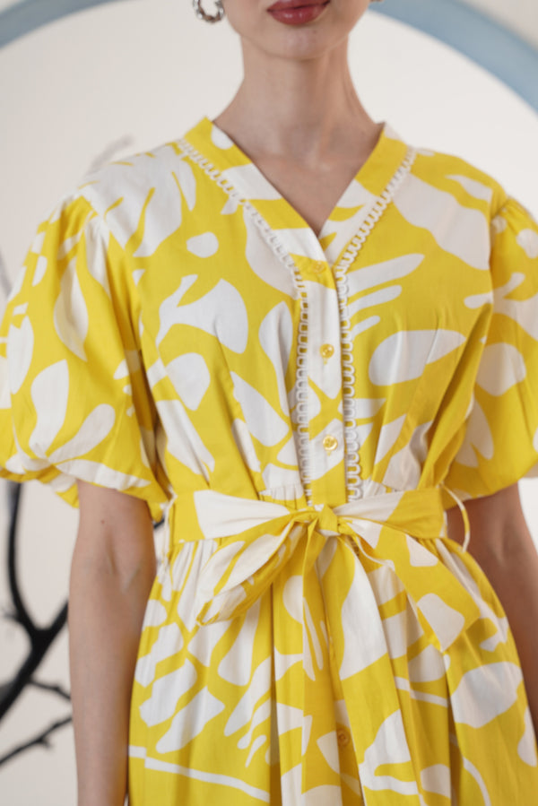 Yellow Floral printed Maxi Dress