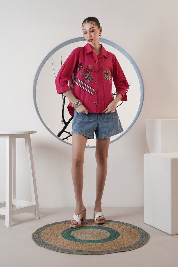 Pink Embrioded Shirt