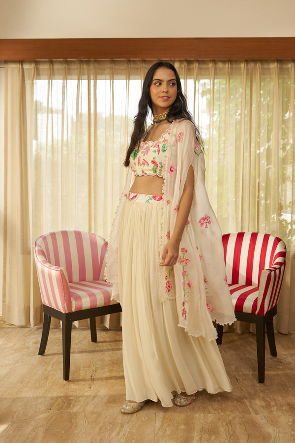 Ivory Appliqué Cape Set