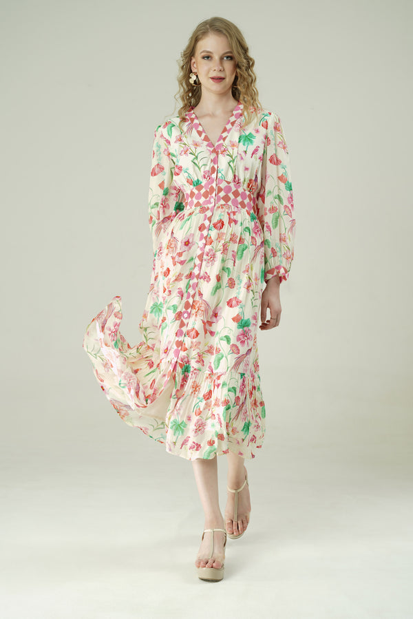 Ivory Crepe Maxi Dress