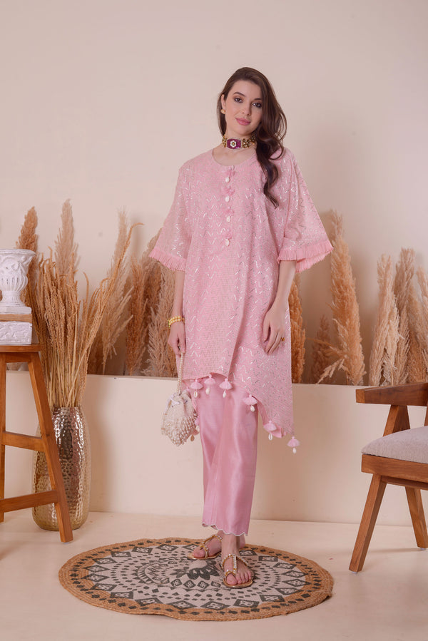 SOFT PINK SERINITY KIMONO Set With Pants