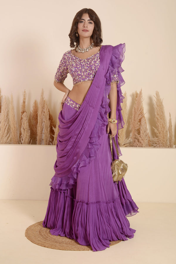 VIOLET DRAPE SAREE