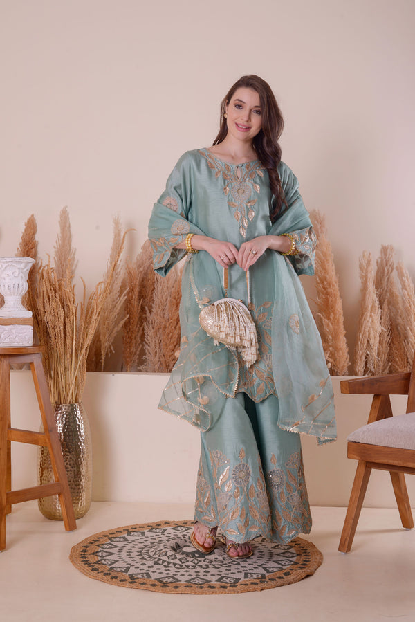 LIGHT PINE GREEN OPULENCE KURTA SET