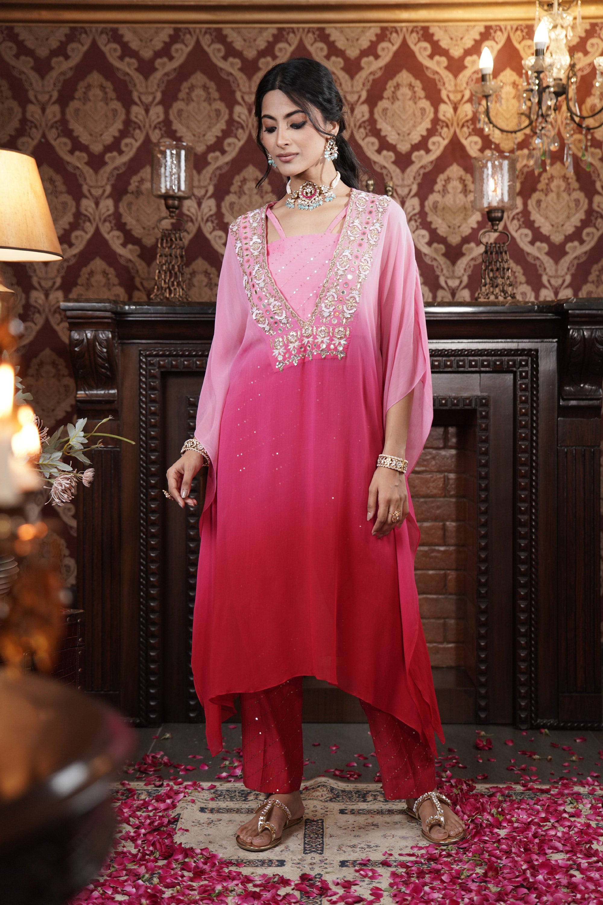 RUBY KAFTAN - GREEN MULTICOLOUR