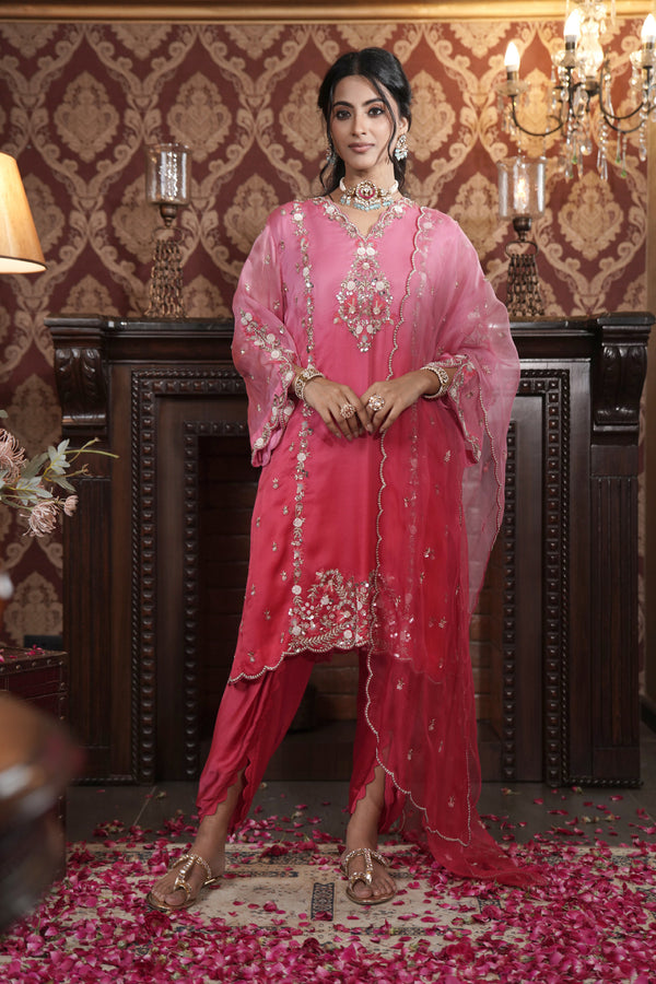 Scarlet Charm Organza Kurta Set